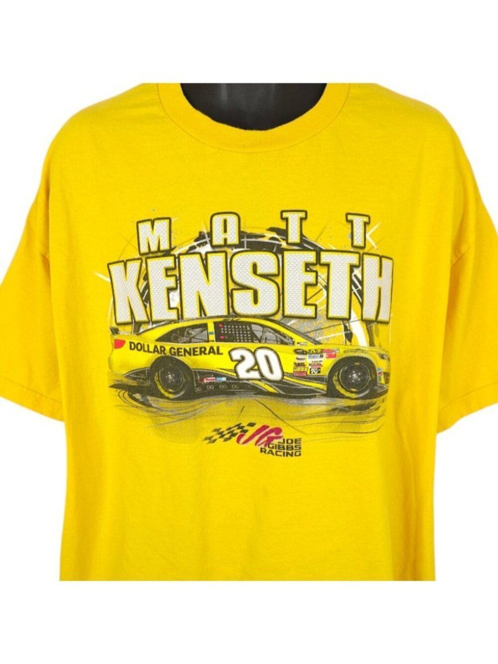 Matt Kenseth NASCAR T Shirt Mens Size 2XL Yellow Joe Gibbs Racing Tee